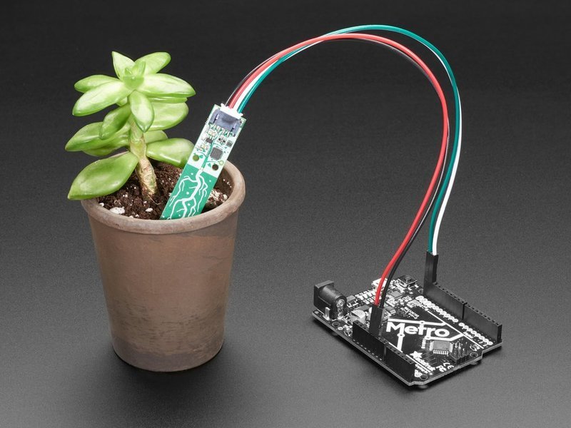 STEMMA soil sensor + CircuitPython board — source hardware reference