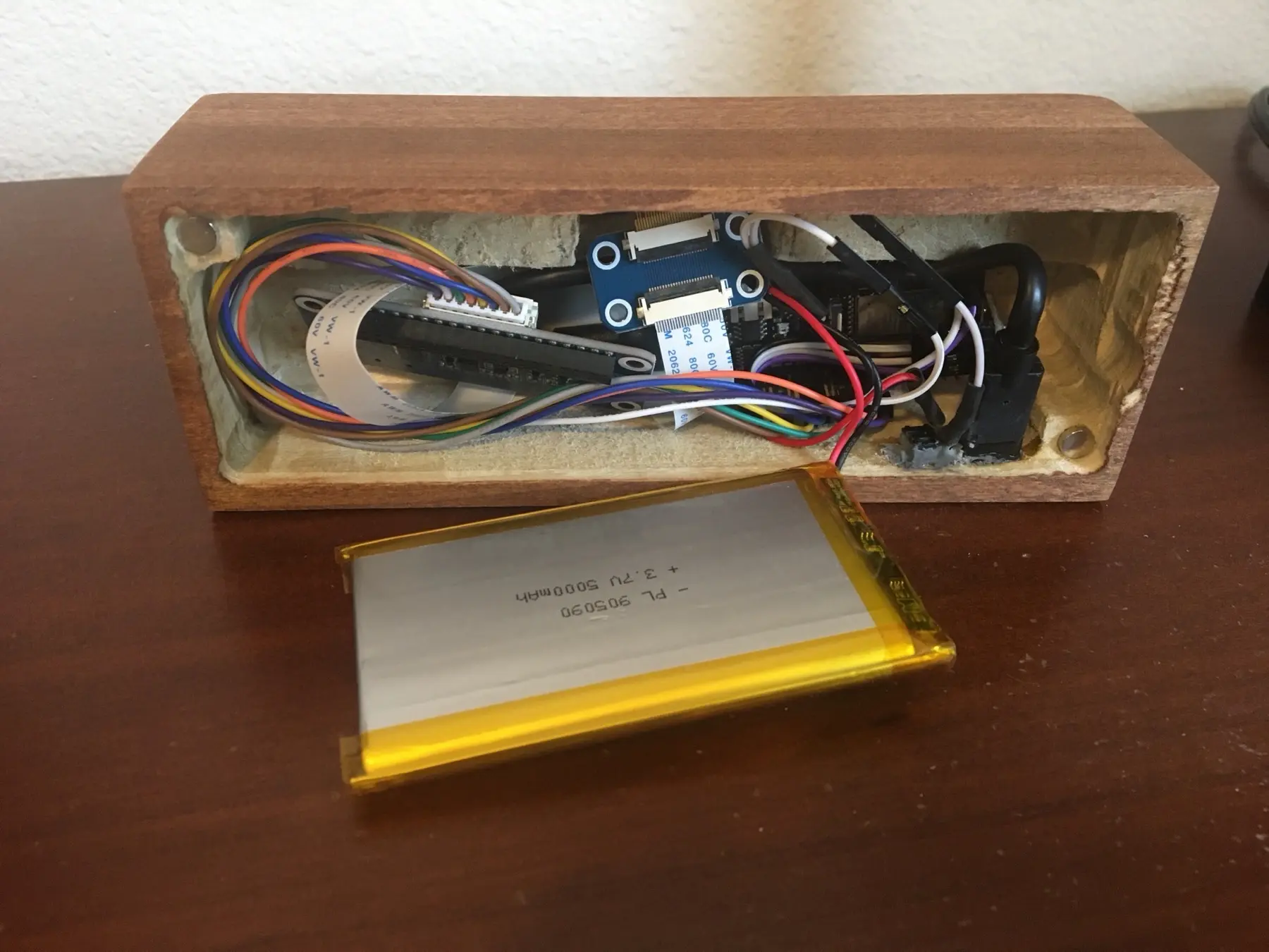 Removing the rear cover reveals the hardware arrangement used in the author’s enclosure.