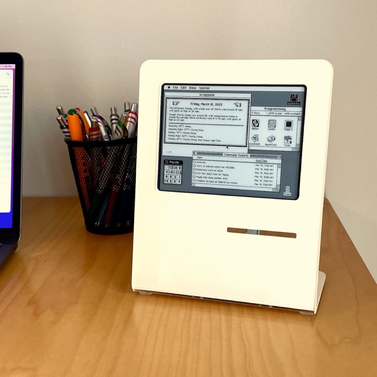 The author’s original SystemSix display in its Macintosh-inspired enclosure.