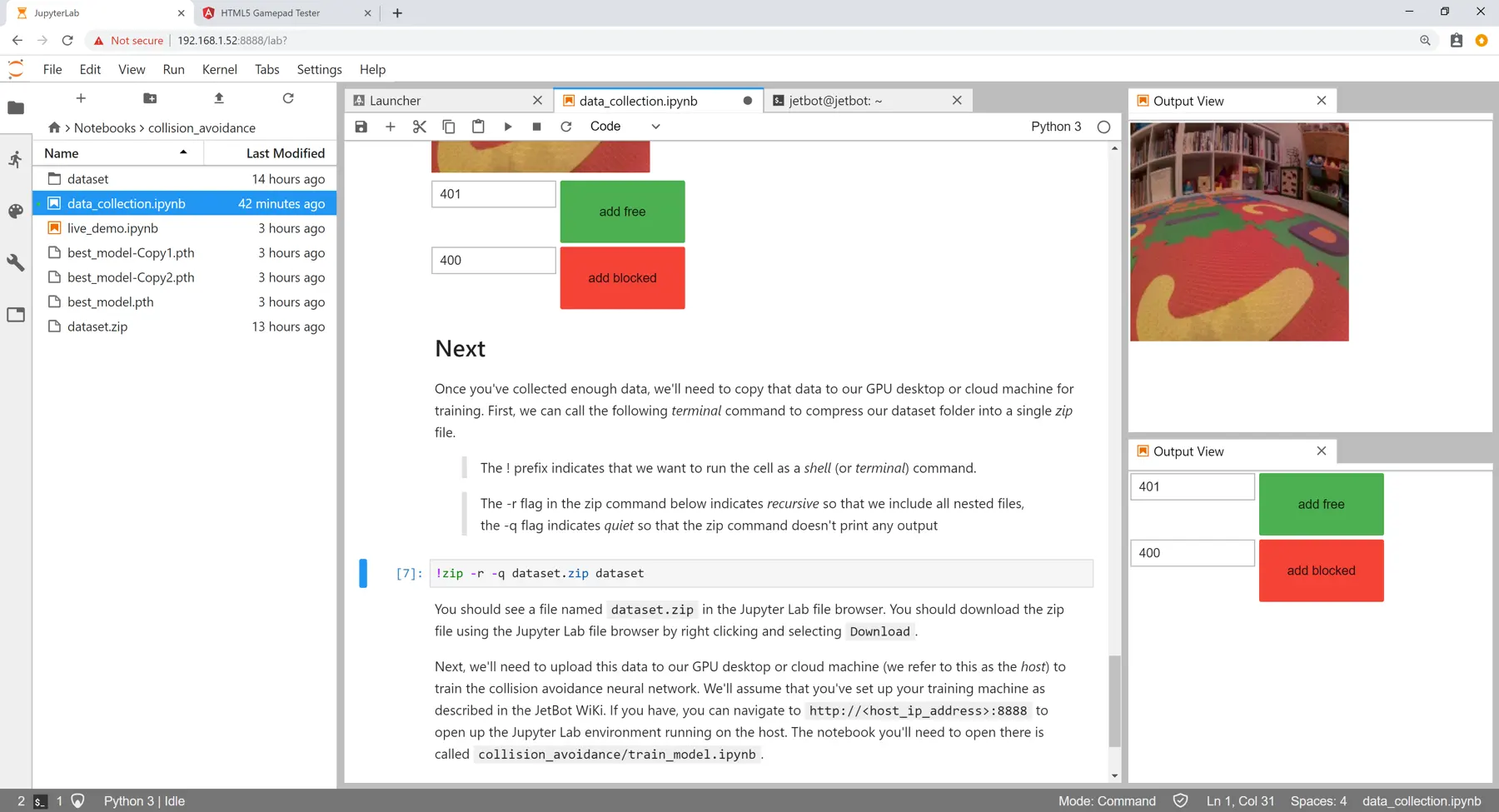 NVIDIA’s original data-collection lesson interface. This software example is separate from vendor-specific assembly details.