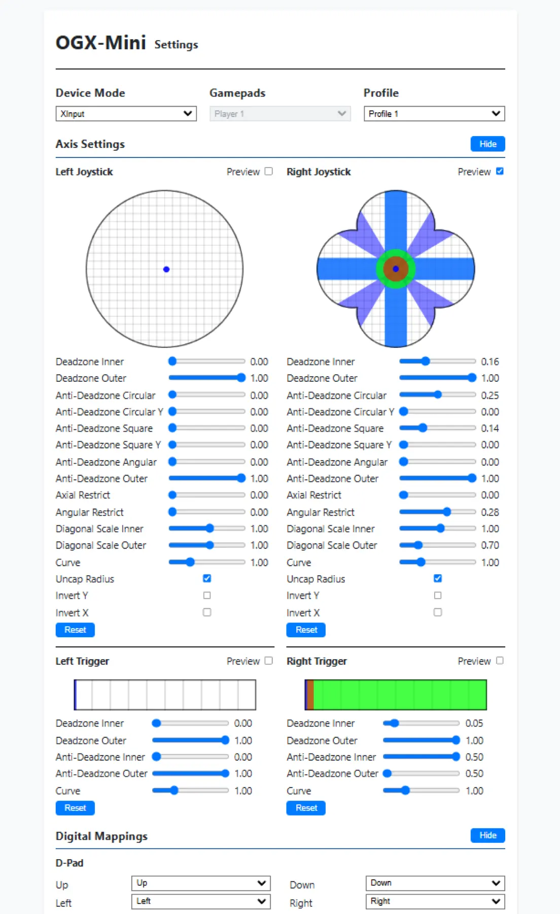 The original web interface preview shows how adapter settings are exposed to the user.